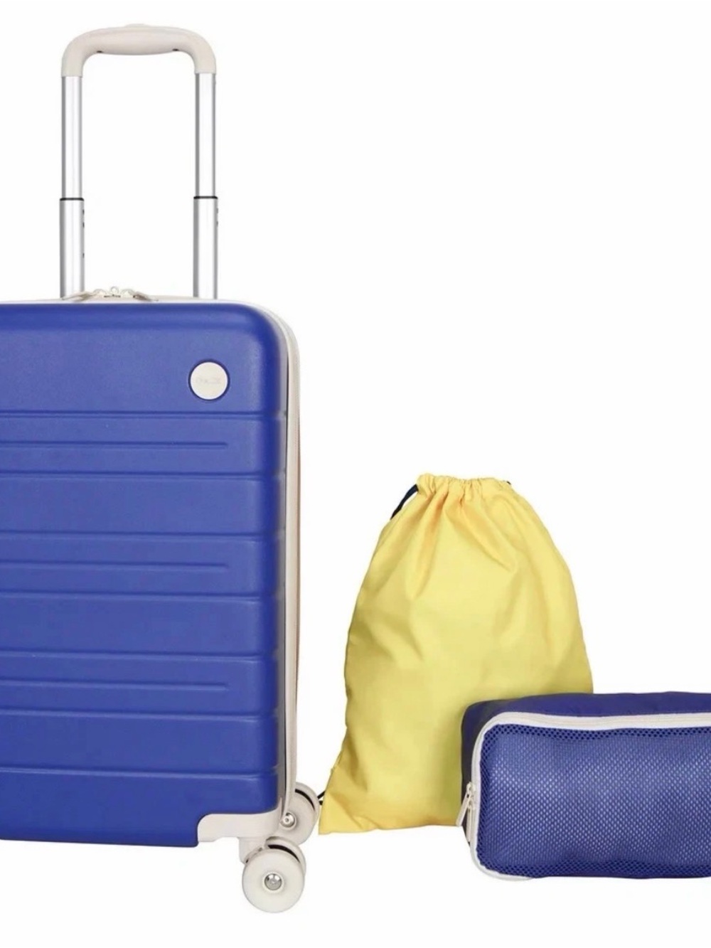 iPack Kids 3 piece Luggage Set Dark Blue Carry-On Suitcase Shoe Bag Packing Cube